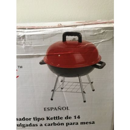 Home Grilling 14" Red Black Mini Portable Table Top Charcoal Grill Outdoor