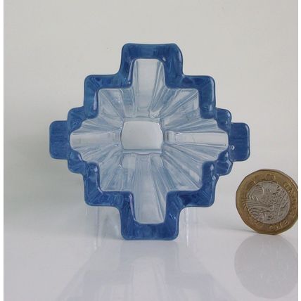 Bagley Art Deco Blue Glass Grantham Vase, Small Size.