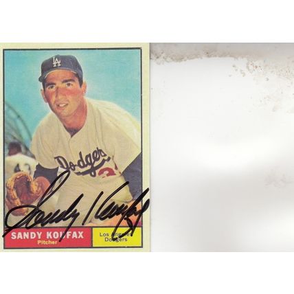 SANDY KOUFAX 1961 AUTOGRAPHED LOS ANGELES DODGERS HOF WORLD CHAMPION MVP PITCHER