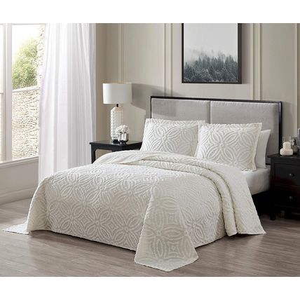Beatrice Home Fashions-Wedding Ring Chenille-Standard Sham-Ivory-20" x 26"-NEW