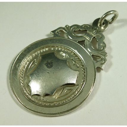 Antique Solid Silver Pocket Watch Fob Medal 1925 By H Bushell Unpersonalised