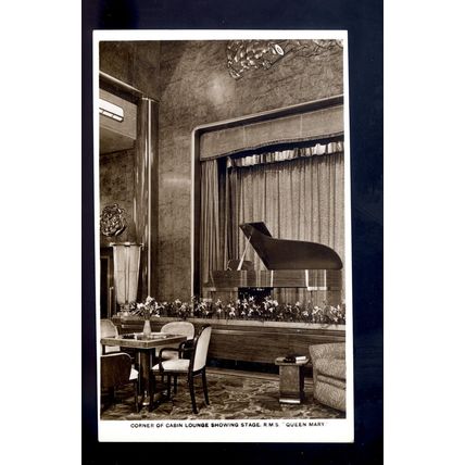 LS3932 - Cunard White Star Liner - Queen Mary - Cabin Lounge Stage - postcard