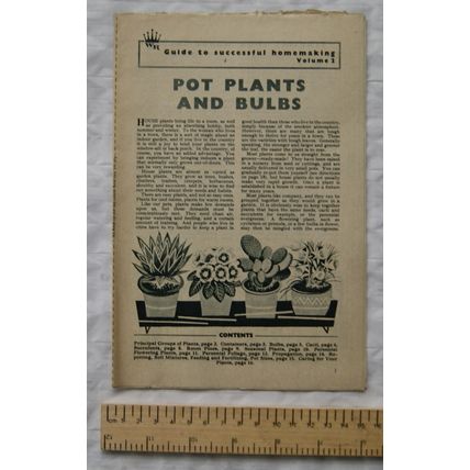 1961 Pot Plants and Bulbs, Guide to successful homemaking vol. 2