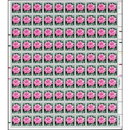 Love Rose Series 25 Cent Sheet of 100 Postage Stamps Scott 2378