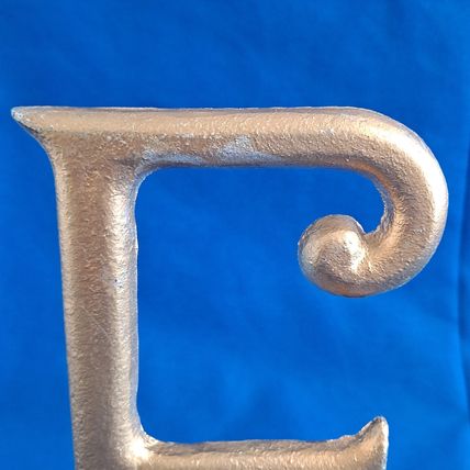 LARGE 8" tall Gold Colored Metal LETTER E Christmas STOCKING HANGER Holder Hook