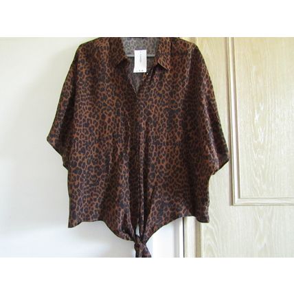 GEORGE cropped animal print bat wing sleeve blouse Size 20 new