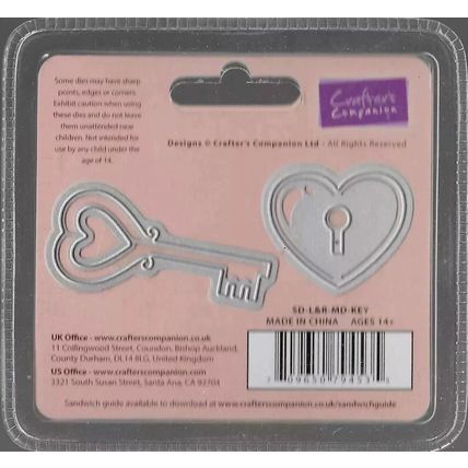 Crafter's Companion. Sara Davies. Key To My Heart Die Set. Die Cutting Crafts