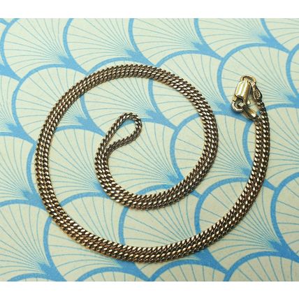 Vintage Italian Rose Gold Plated 925 Sterling Silver Curb Link Chain Necklace
