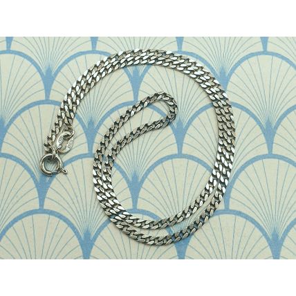 Vintage Italian 925 Sterling Silver Short 14" Curb Chain Choker Necklace