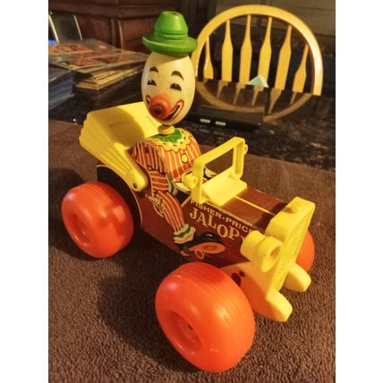 Old Vintage Original Fisher Price Jolly Jalopy # 724 7" Long Working 1965