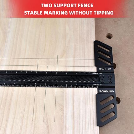 Woodworking T-Square 24 Inch Aluminum Alloy T Square Ruler 1/32" Hole Scrbing Gu