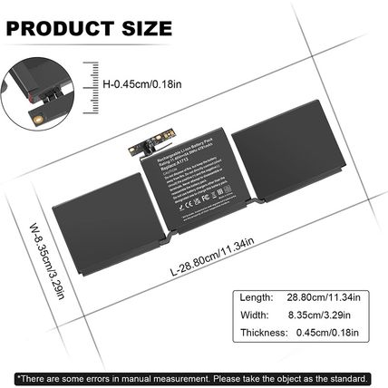 A1708 A1713 Laptop Battery Replacement for Macbook Pro 13 Inch A1708 (Late 2016,