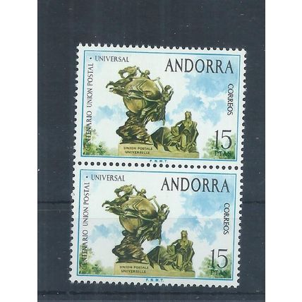 Andorra stamps. 1974 UPU MNH in pair SG 88 (AL636)