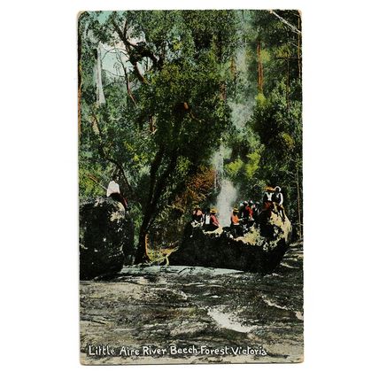 Postcard Australia Queensland Little Aire River Beech Forest people on rocks