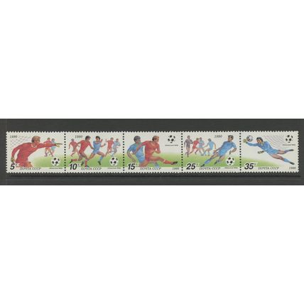 Russia 5899a (5895-5899), 1990 Soccer, Strip of 5, VF, MNH, (RU291)