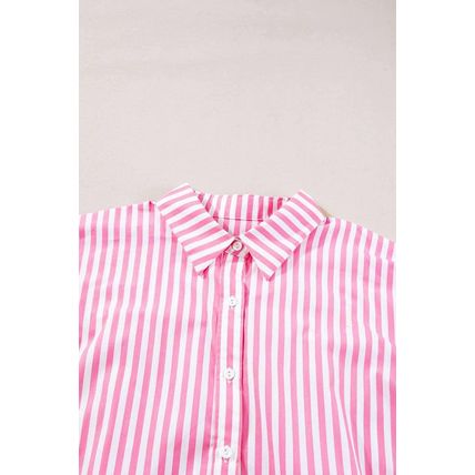 Pink Stripe Dolman Sleeve Oversize Shirt