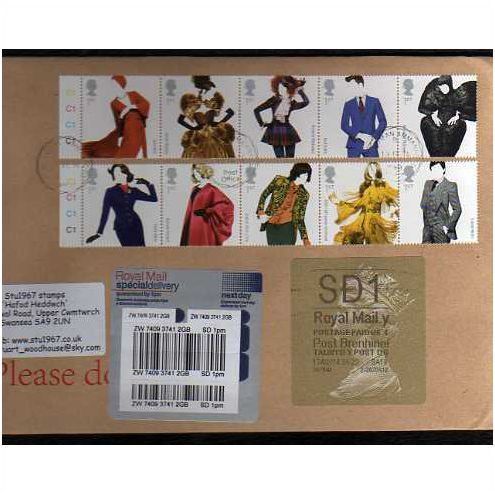 2014 SE~TE SET 2012 'FASHION' (10v) + WELSH SD1 (Y 4) TYPE 3' ON COVER(EBID9180)