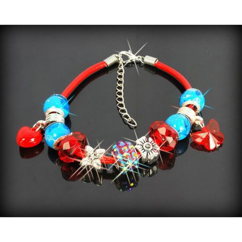 Leatherette Bracelet Celtic Cross Charm Disco Ball European Beads Jewellery 2481