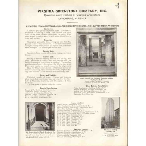 virginia greenstone company 1938 quarriers finishers vintage catalog