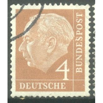 Germany 1954 - 4pf orange brown - President Heuss - used