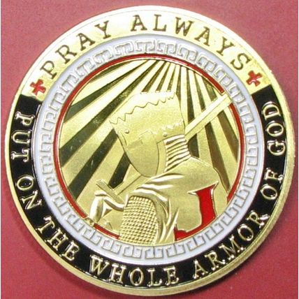 Armor Of God. Casino Card Guard, Challenge Coin, Souvenir. Gold Tone. 30.