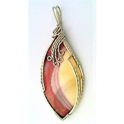 Mookaite Jasper Nickel Silver Wire Wrap Gemstone Pendant 5
