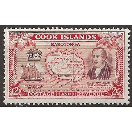 Cook Islands 1949 SG152 2d Reddish-Brown & Scarlet Mounted Mint .