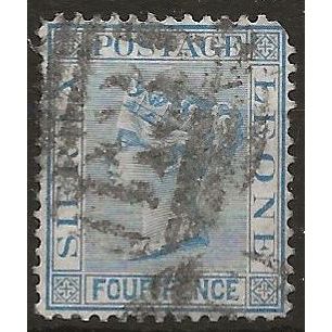 Sierra Leone 1876 SF21 4d Blue Wmk Crown CC Good Used . .