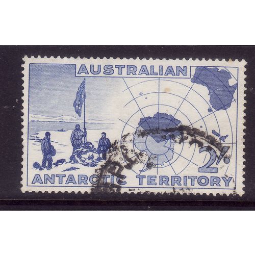 AUSTRALIA ANTARCTIC TERR 1957 SG1 2s ULTRAMARINE EXPEDITION AND MAP FU#8