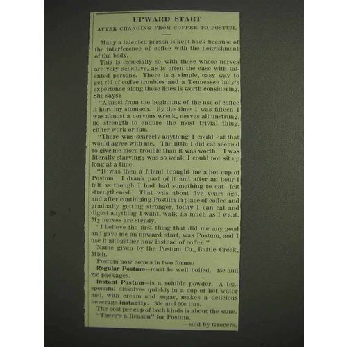 1914 Postum Drink Ad - Upward Start
