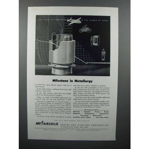 1944 Fairchild Aircraft Ad - Milestone in Metallurgy