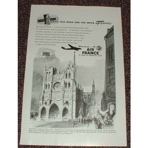 1948 Air France Ad, Notre Dame - Enter France!!