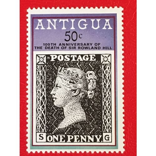 Antigua QEII 1979 Rowland Hill 50c penny black Unmounted Mint SG 604 Sc529 stamp