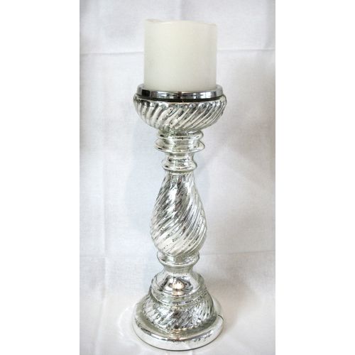 Kerzenständer, Metall, H:ca. 32cm,Kerzenhalter, Bauernsilber-Finish,für Romantik