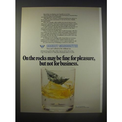 1990 Credit Guarantee Ad - On the rocks may be fine for pleasure