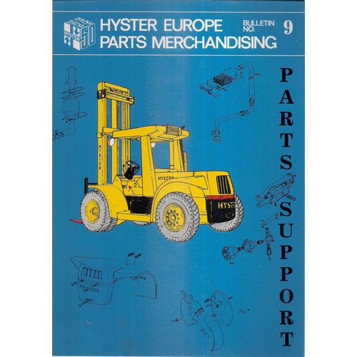 collection of brochures and book for HYSTER FORKLIFTS in a card folder. 1979 =