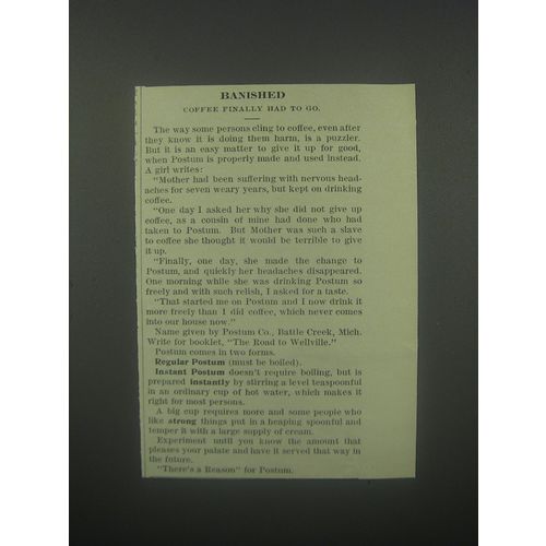 1913 Postum Drink Ad - Banished