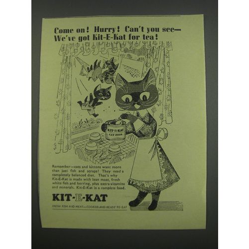 1955 Kit-E-Kat Cat Food Ad - Come on! Hurry! Can't you see