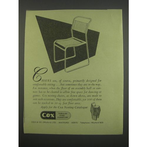 1955 Cox Nesting Chairs Ad - Chairs are, of course, primarily designed for