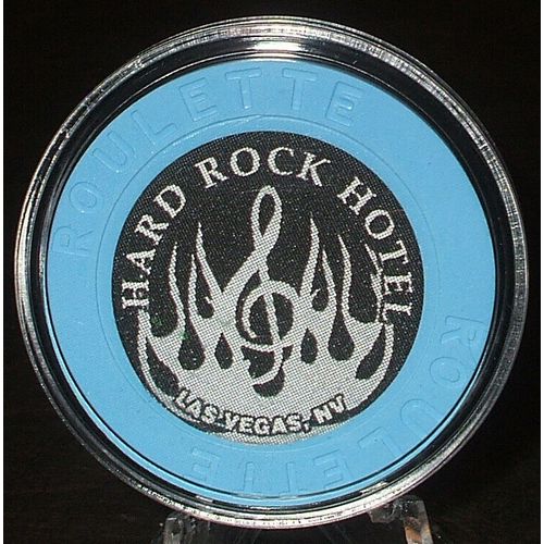 Hard Rock Casino ROULETTE Chip - Blue - LAS VEGAS, Nevada - Gray Flames