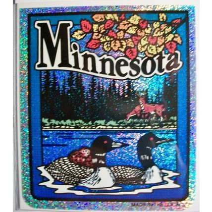 Minnesota State Vinyl Reflective Souvenir Decal with Glitter
