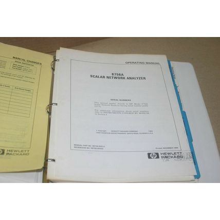 Hewlett Packard HP Agilent 8756A Scalar Network Analyzer Operating Guide Manual