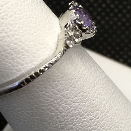 Ring Small Petite Purple White Rhinestone #300 USA Seller