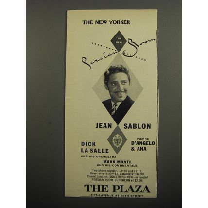 1951 The Plaza Hotel Ad - The new Persian Room Jean Sablon