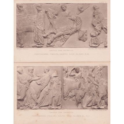 Cattle for Sacrifice Parthenon Frieze British Museum 2x Postcard s