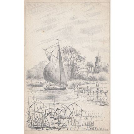Rackham Boats Norwich Plumstead Picture Framer Advertising Old Postcard