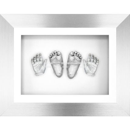 New Christening Gift Present 3D Hand & Foot Baby Casting Kit Silver Frame Casts