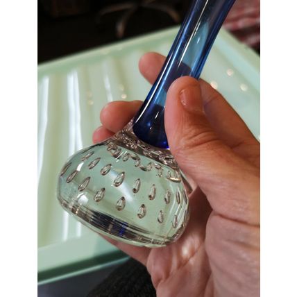 Blue Glass Stem Vase