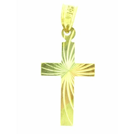 New Solid Real 14 k Gold multi Tone Cross Religious Charm Pendant 32x14 mm