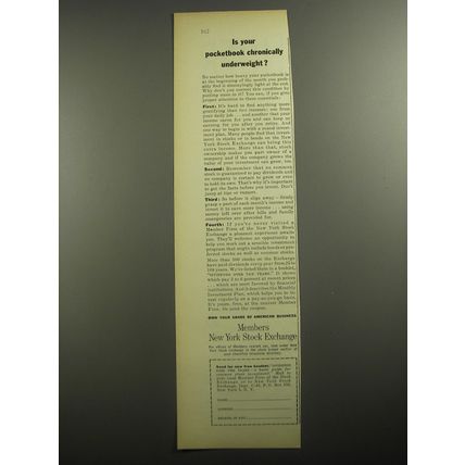 1956 Members New York Stock Exchange Ad - Is your pocketbook underweight